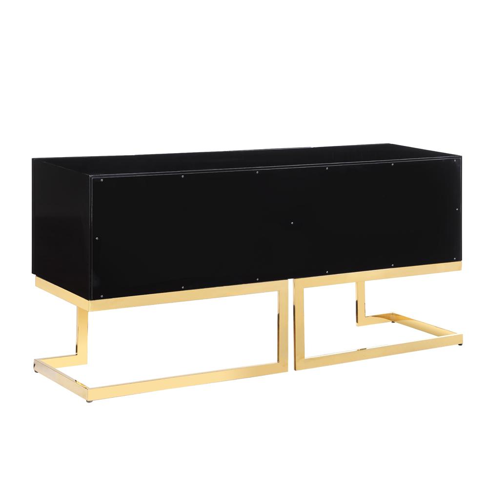 Timotheos 64″ Black Lacquered Wood Sideboard with Gold Accents