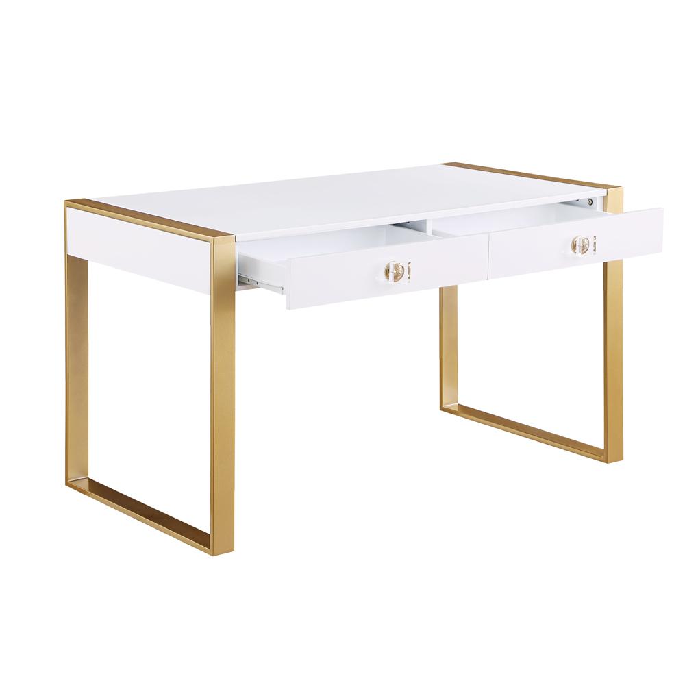 Erato White with Gold Legs Computer Desk