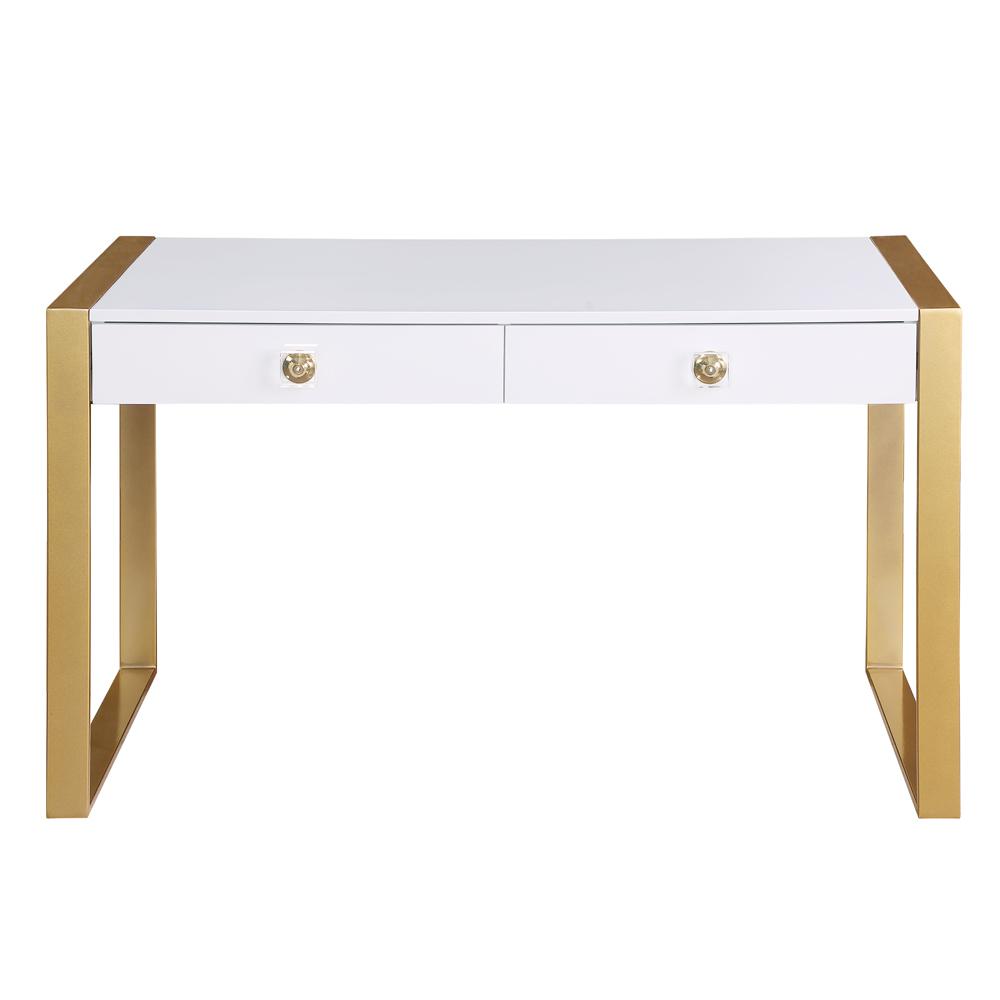 Erato White with Gold Legs Computer Desk