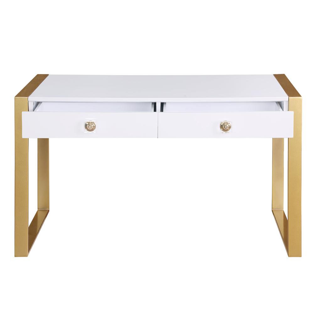 Erato White with Gold Legs Computer Desk