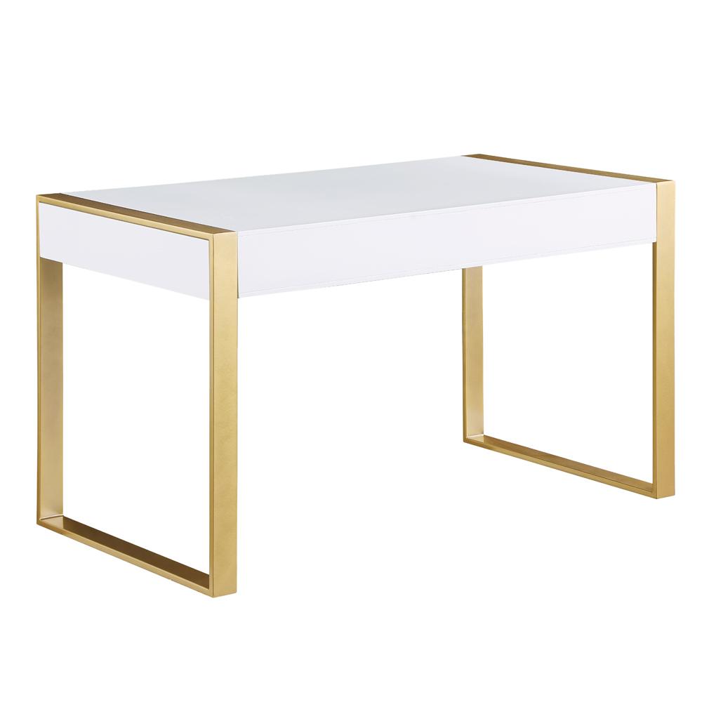 Erato White with Gold Legs Computer Desk