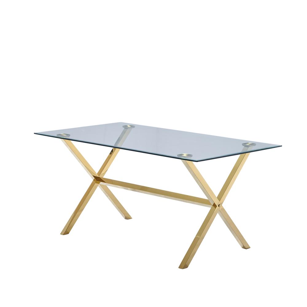 Best Master Furniture Timber 63″ Rectangular Metal Dining Table in Gold