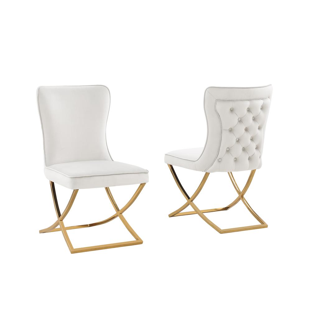 Blythe Beige Velvet with Gold Dining Chairs