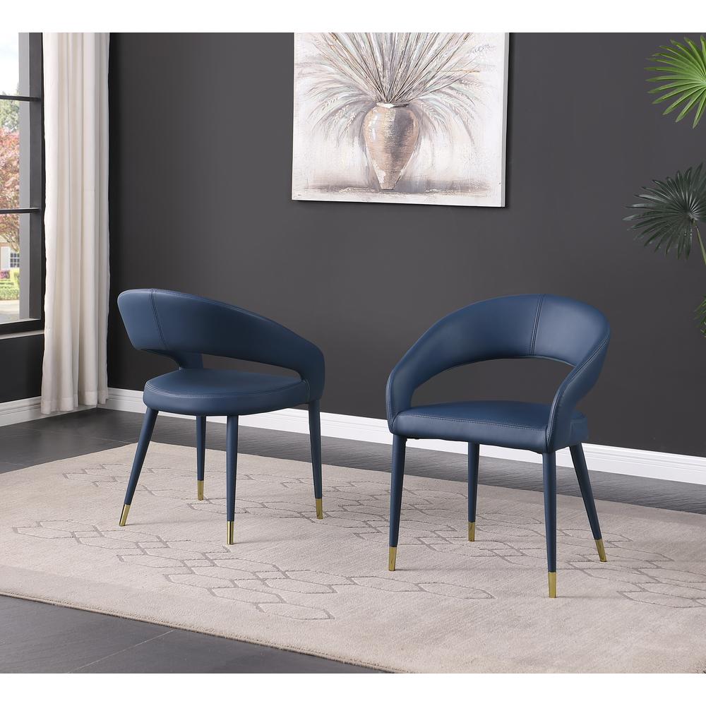 Jacques Faux Leather Navy Dining Chairs (Set of 2)