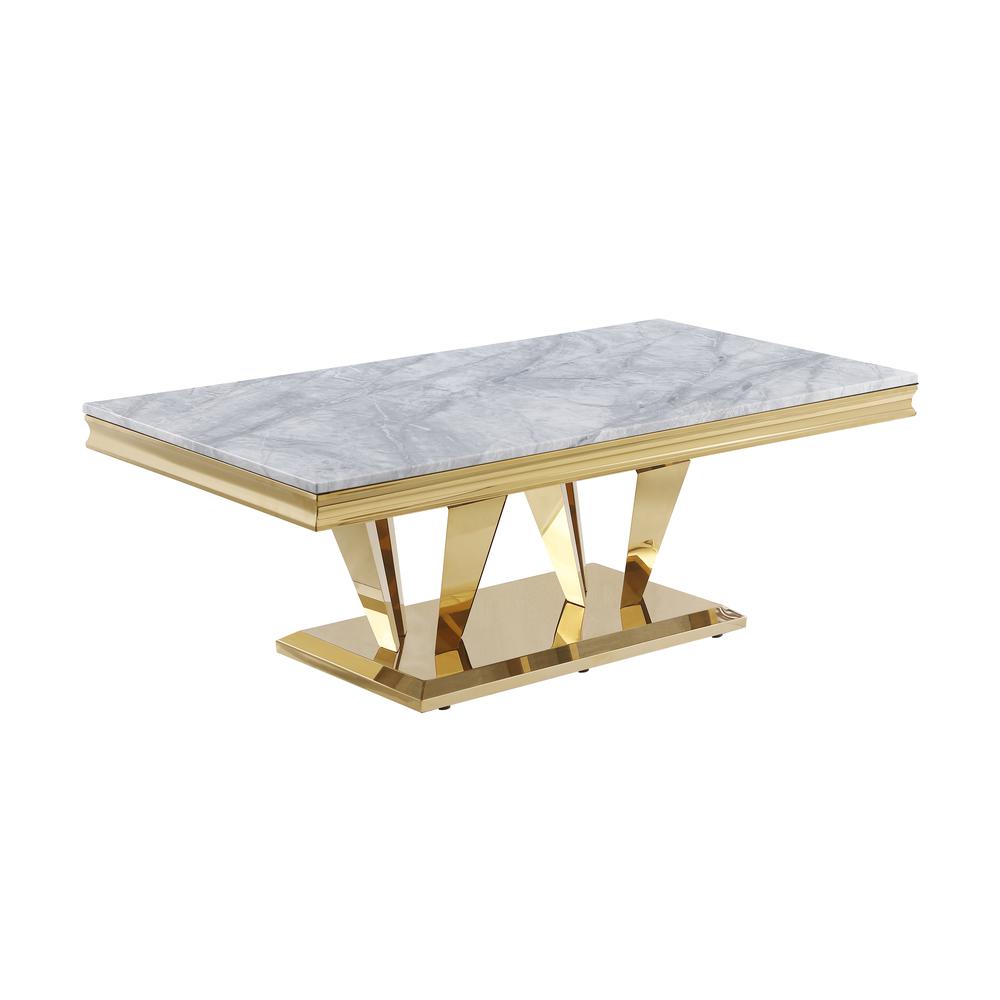 Ivane Stone Marble Laminate Gold Coffee Table