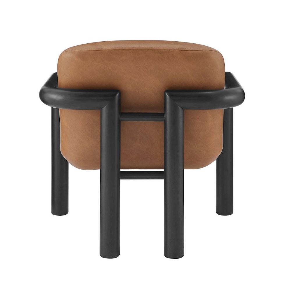 Modern Accent Chair with Treviso Dark Faux Leather Cushion