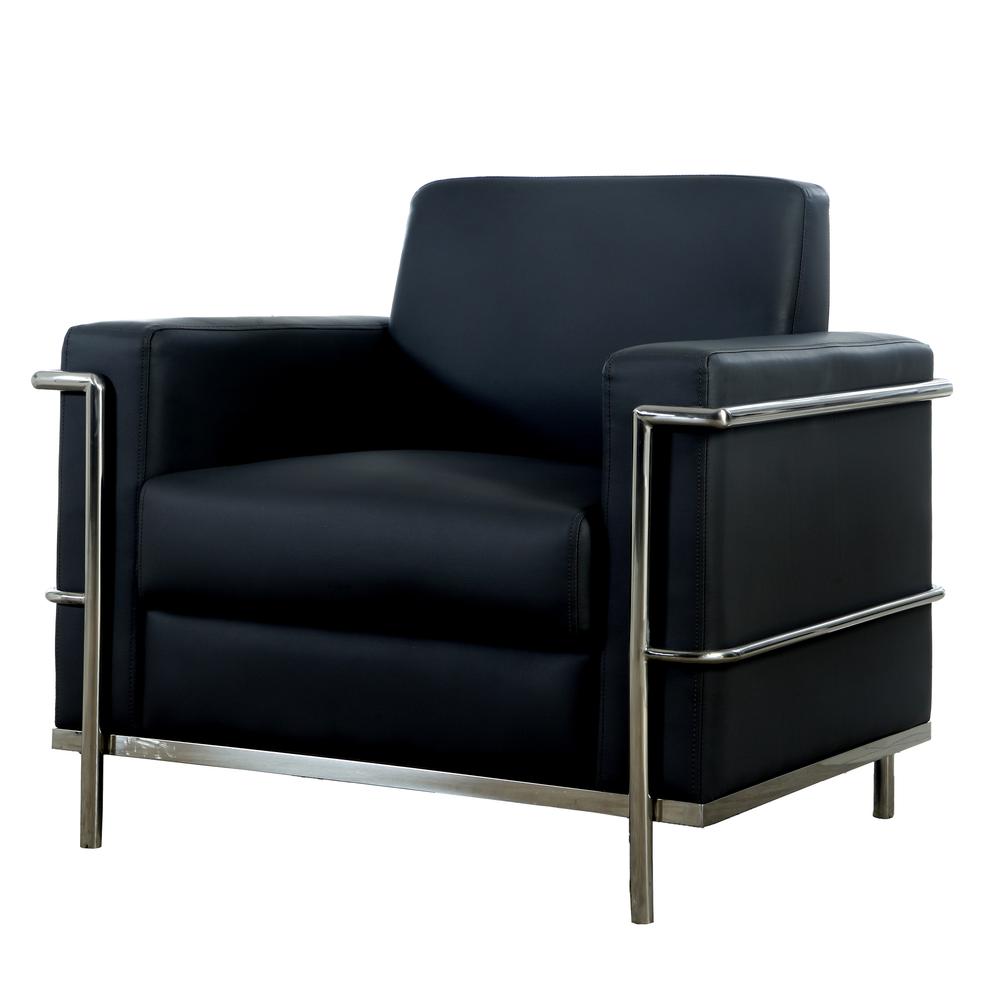 Best Master Furniture Sherry 36″ Modern Faux Leather Accent Chair in Black