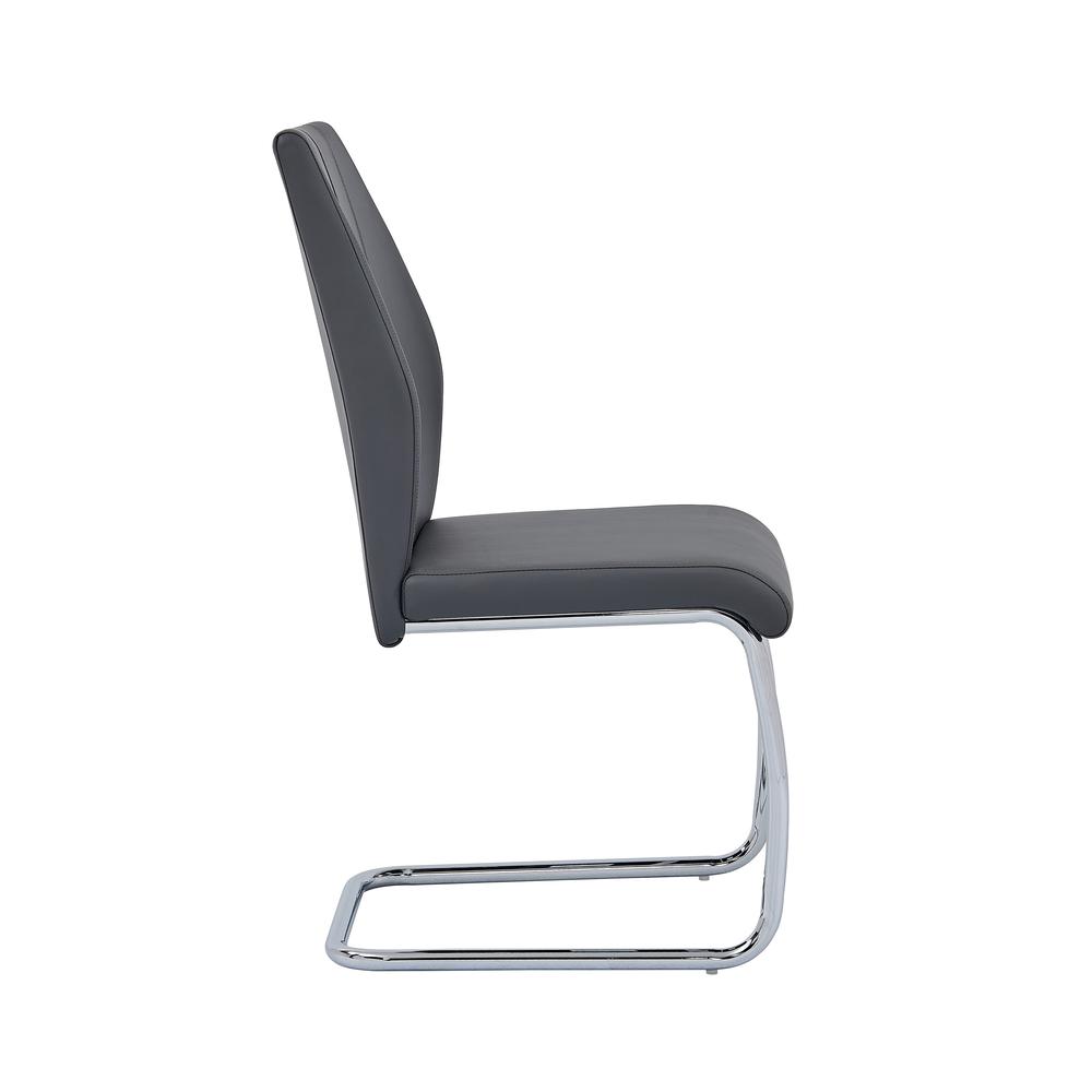 Gudmund 2-piece Modern Dining Chairs in Gray Faux Leather