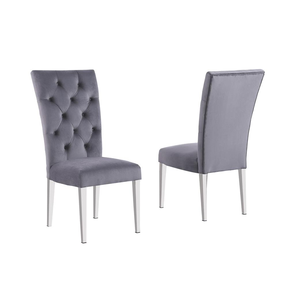Layla Modern Velvet Upholstered Side Chairs in Gray (Set of 2)