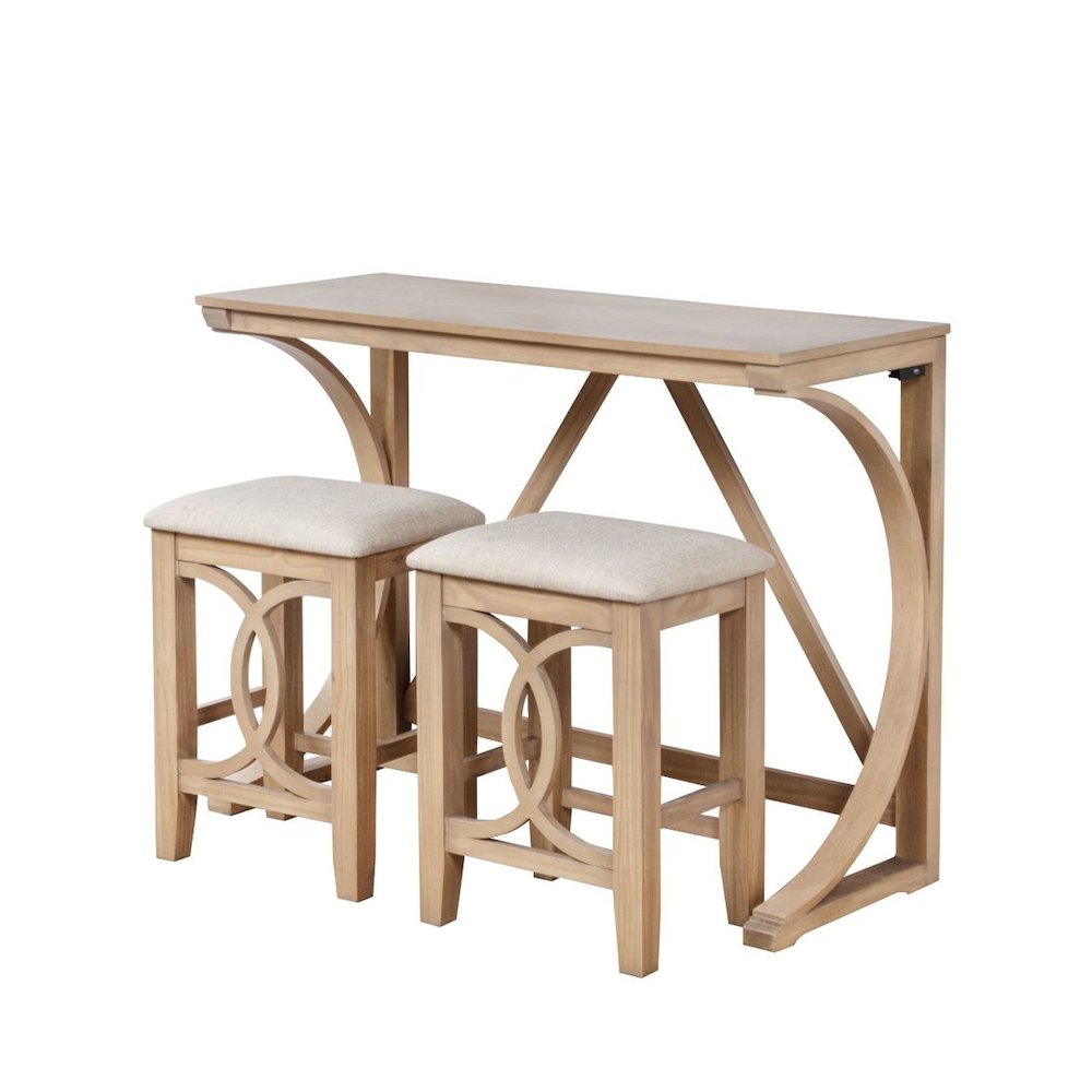 Dappelle 3-Piece Pub Dining Set with USB-A & USB-C Ports in 1 Box