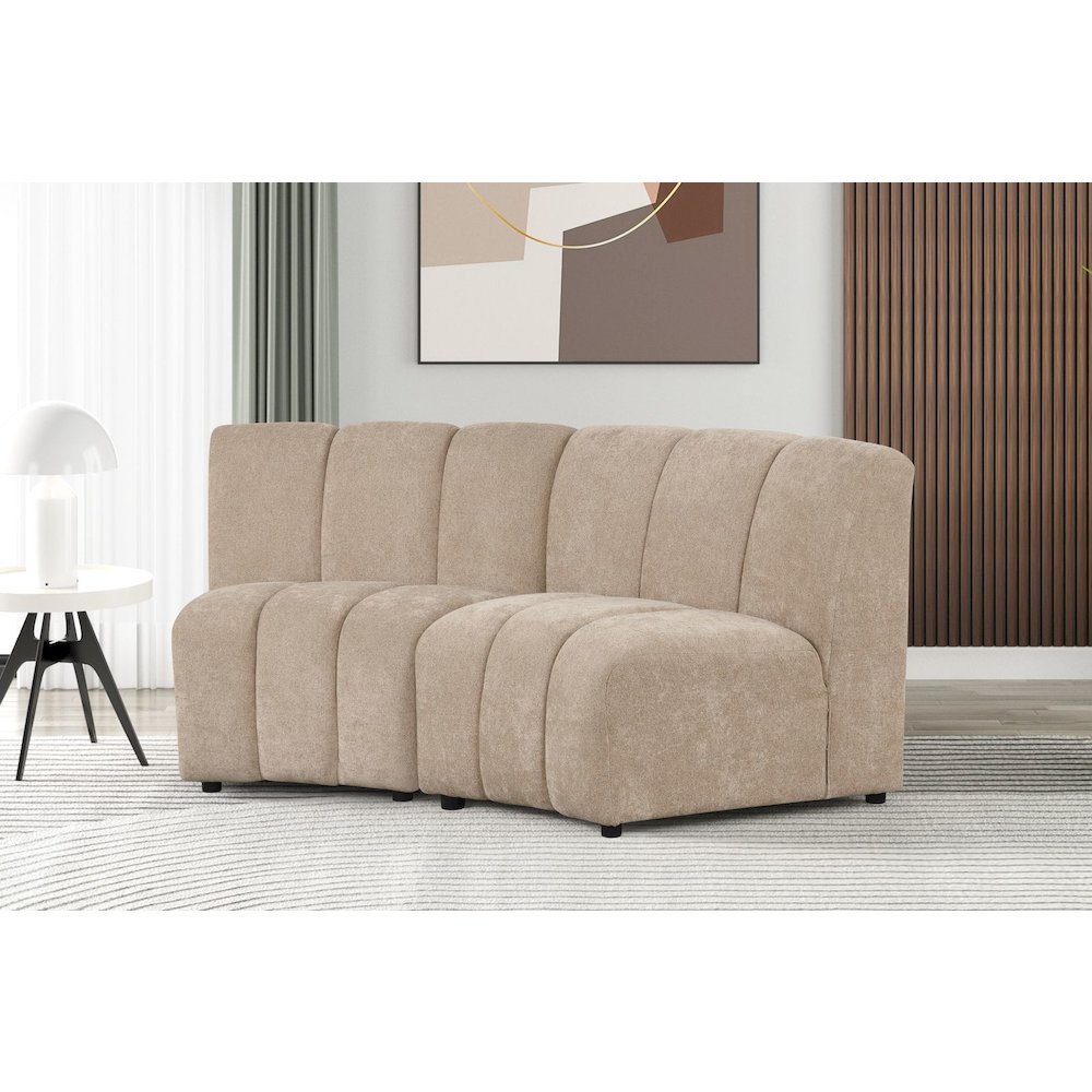 Sullessa Modular Polyester Cotton Armless Chair with Channel Tufted Design Camel