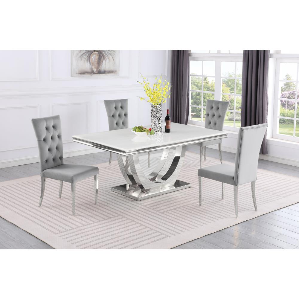 Danis Grey with Silver 5-Piece Rectangle Dining Set