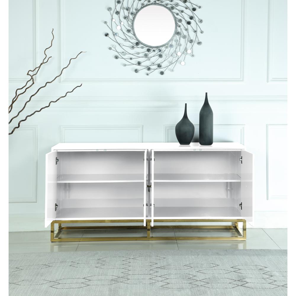 Best Master Furniture Senior 64″ Transitional Wood Sideboard in White/Gold