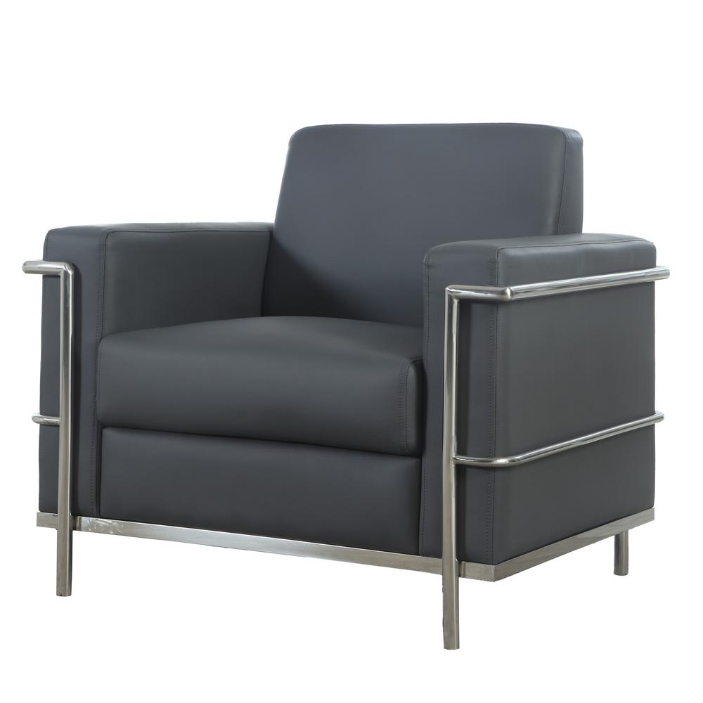 Best Master Furniture Sherry 36″ Modern Faux Leather Accent Chair in Dark Gray