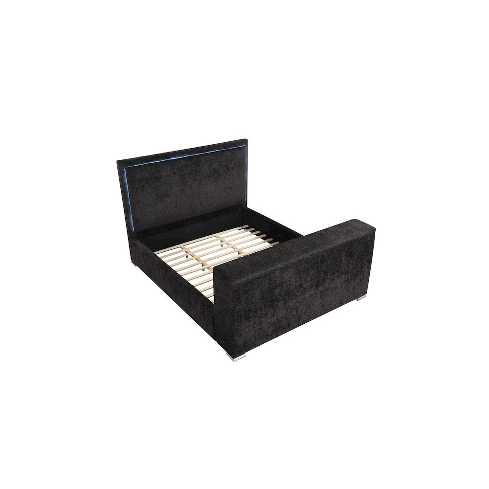 Modern Upholstered Bed Frame with Hidden TV Lift Storage