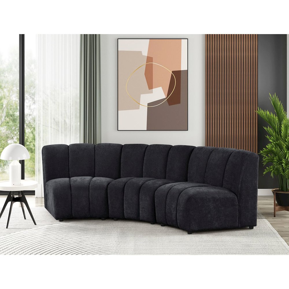 Sullessa Modular Polyester Cotton Armless Chair with Channel Tufted Design Black