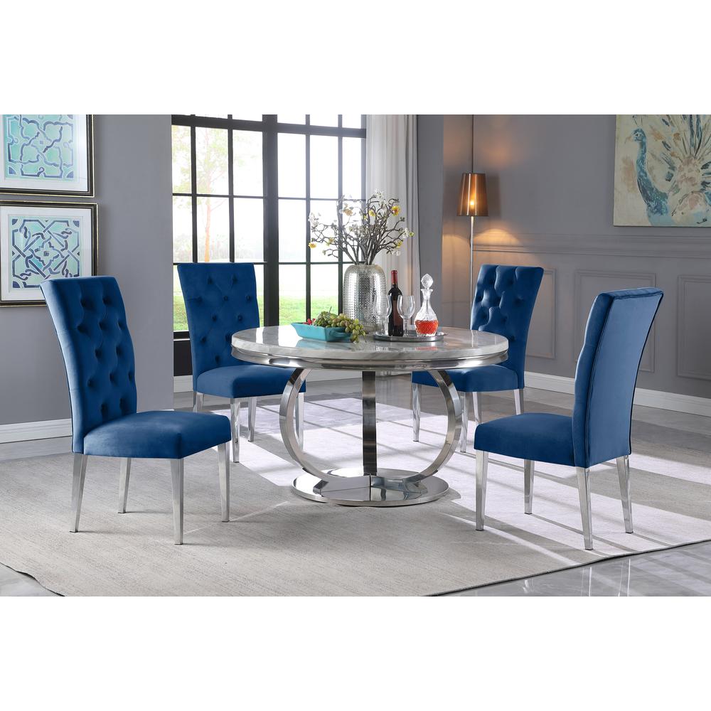 Best Master Furniture Lexington 52″  Round Dining Set in Blue