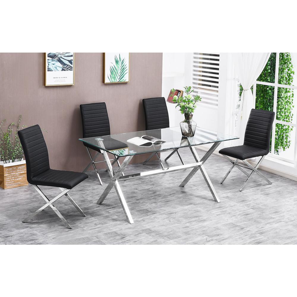 Best Master Furniture Timber 63″ Modern Stainless Steel Dining Table in Silver