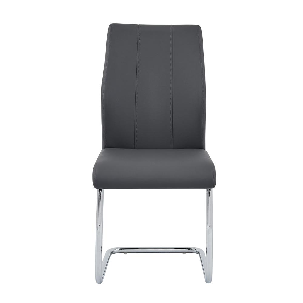 Gudmund 2-piece Modern Dining Chairs in Gray Faux Leather