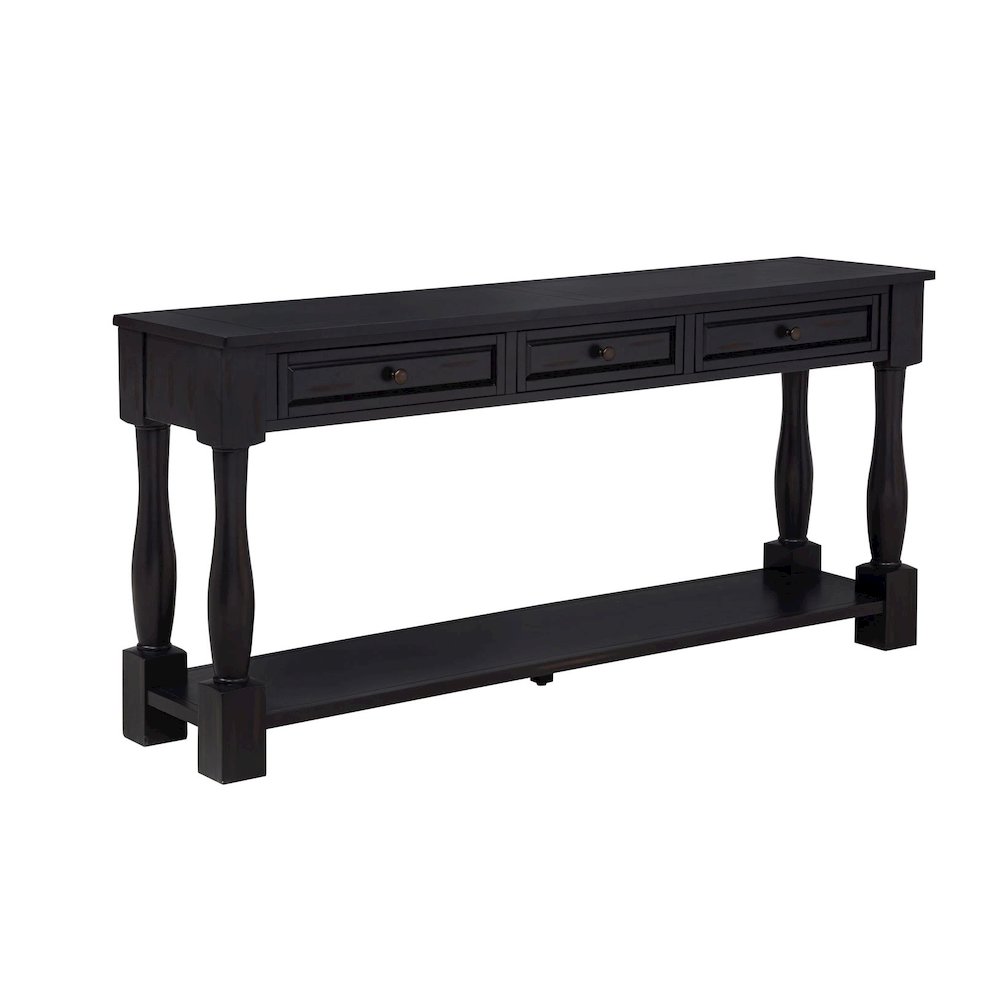 Delphina Rectangle Transitional Console Table with 3 Drawers
