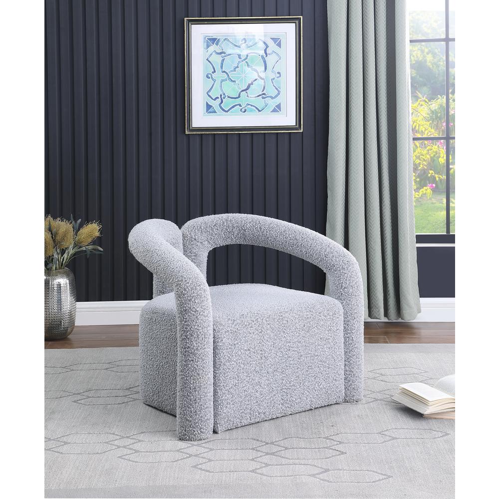 Troilus Grey Boucle Fabric Accent Chair