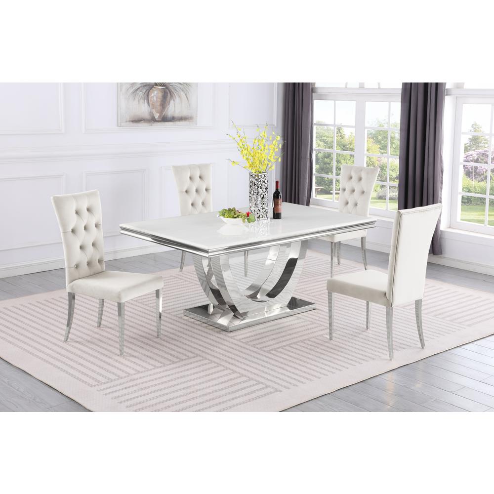 Danis Beige with Silver 5-Piece Rectangle Dining Set