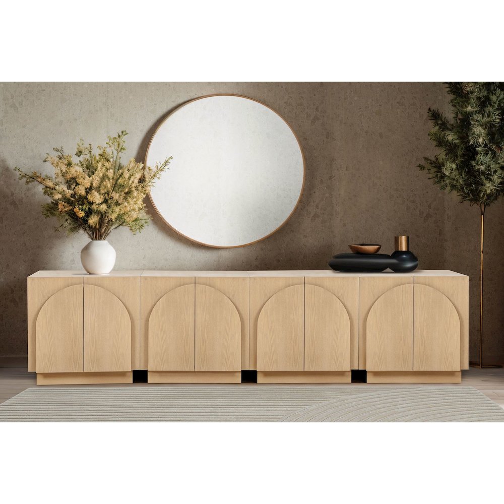 Questa Scandinavian Mid-Century 2-Door Cabinet with Arch Handles