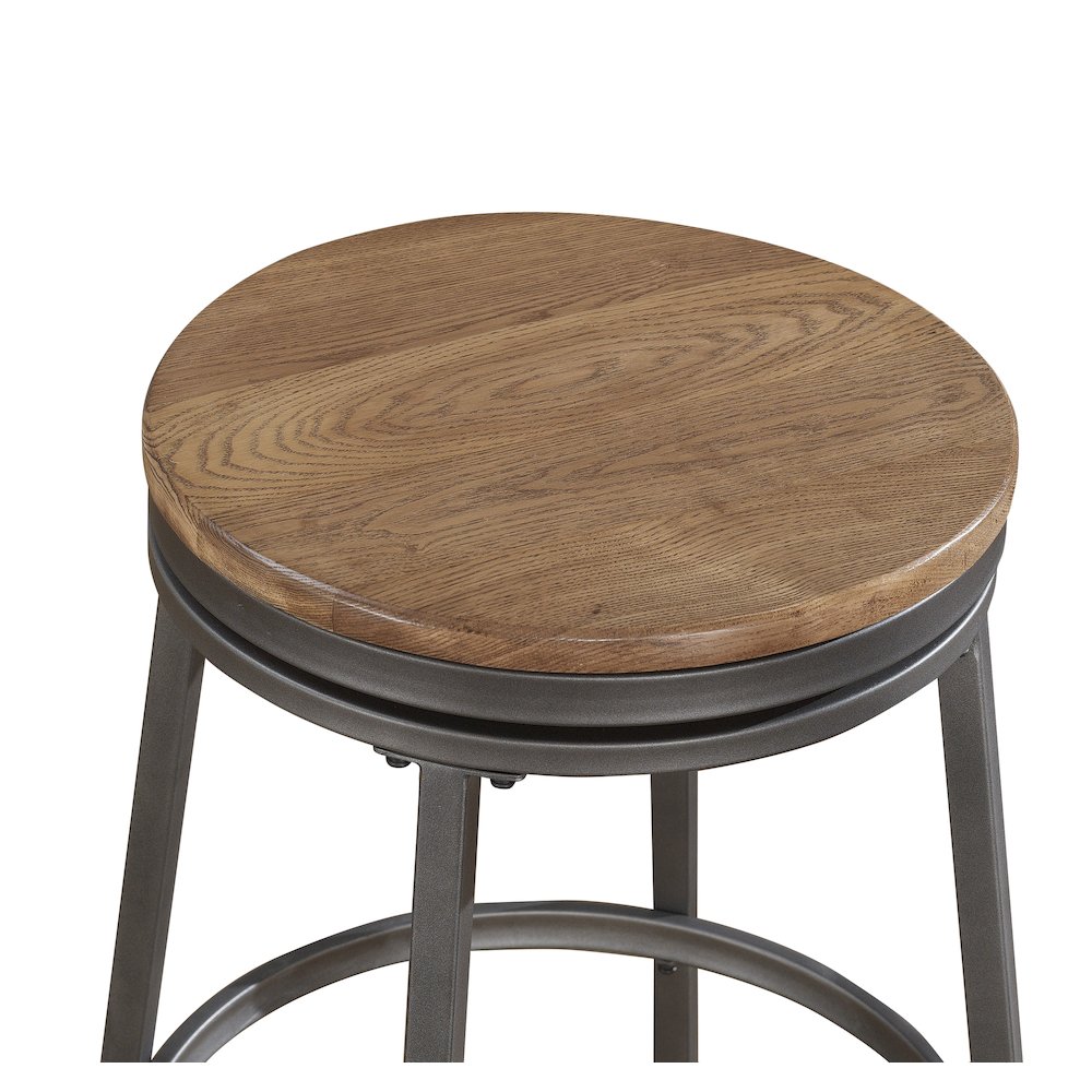 Stockton 30″ Backless Metal Swivel Stool – Slate Grey – Golden Oak Seat