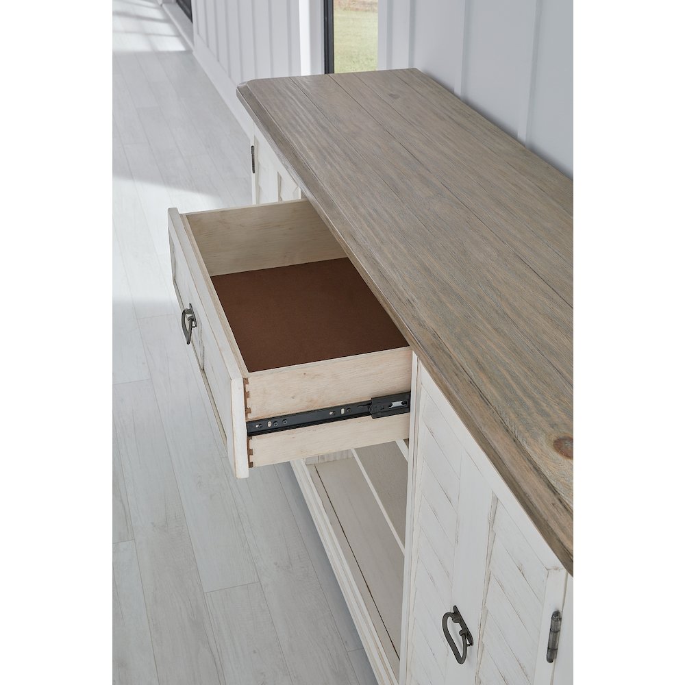 Meadowbrook Server – Whitewash with Sand Top