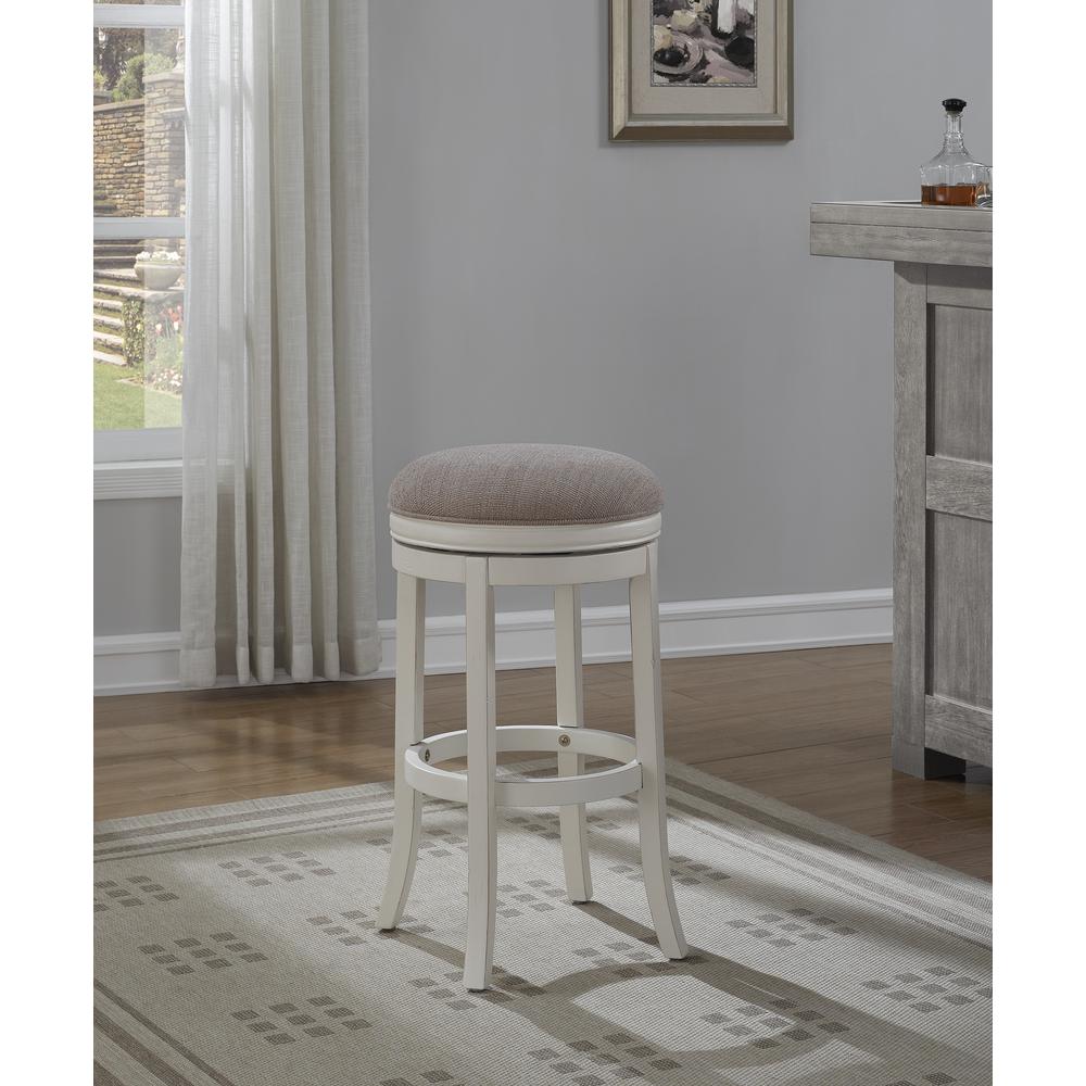 Aversa 26″ Backless Swivel Stool – Distressed Antique White