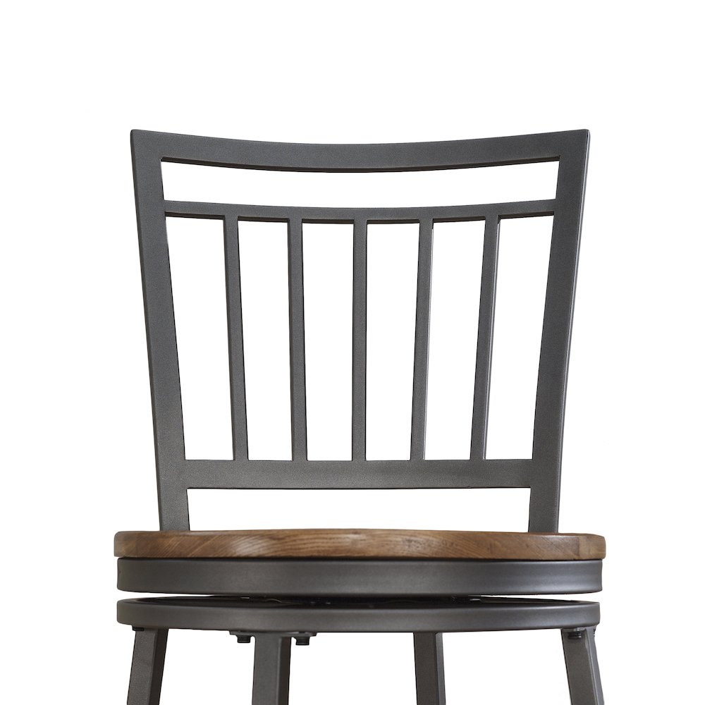Stockton 25″ Metal Swivel Stool – Slate Grey – Golden Oak Seat
