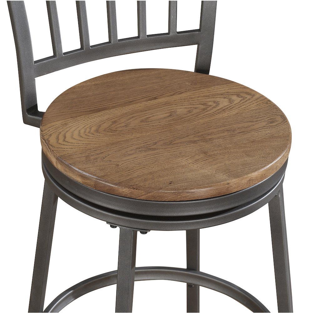 Stockton 25″ Metal Swivel Stool – Slate Grey – Golden Oak Seat