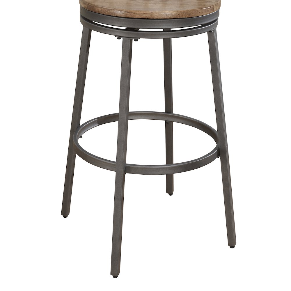 Stockton 30″ Backless Metal Swivel Stool – Slate Grey – Golden Oak Seat