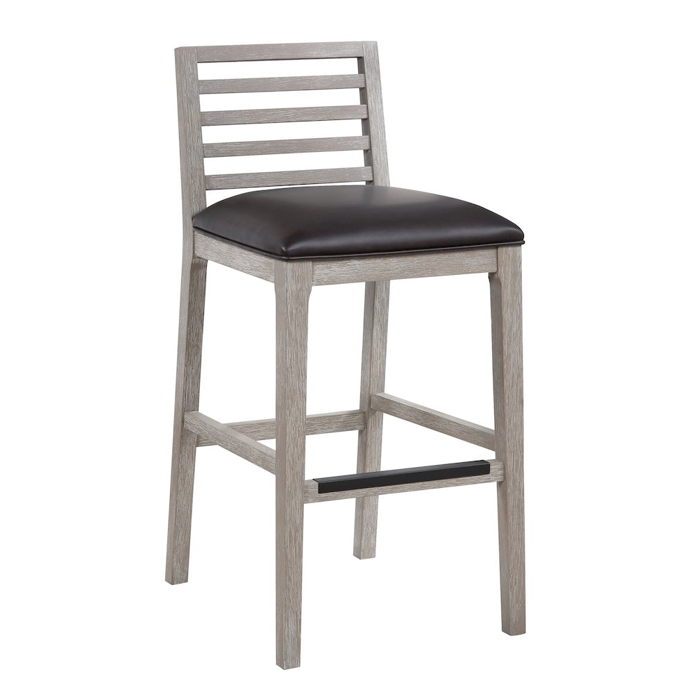 Siri 30″ Wood Stool – Driftwood Grey