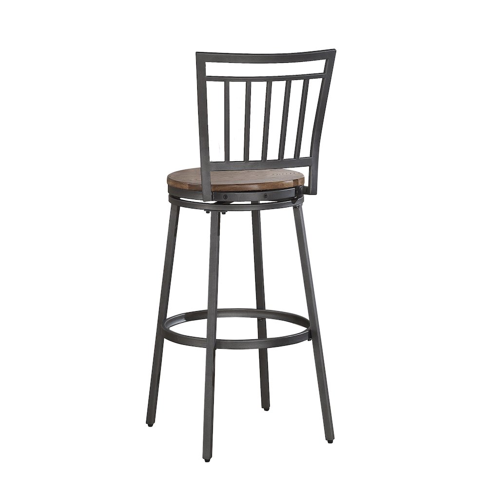 Stockton 25″ Metal Swivel Stool – Slate Grey – Golden Oak Seat