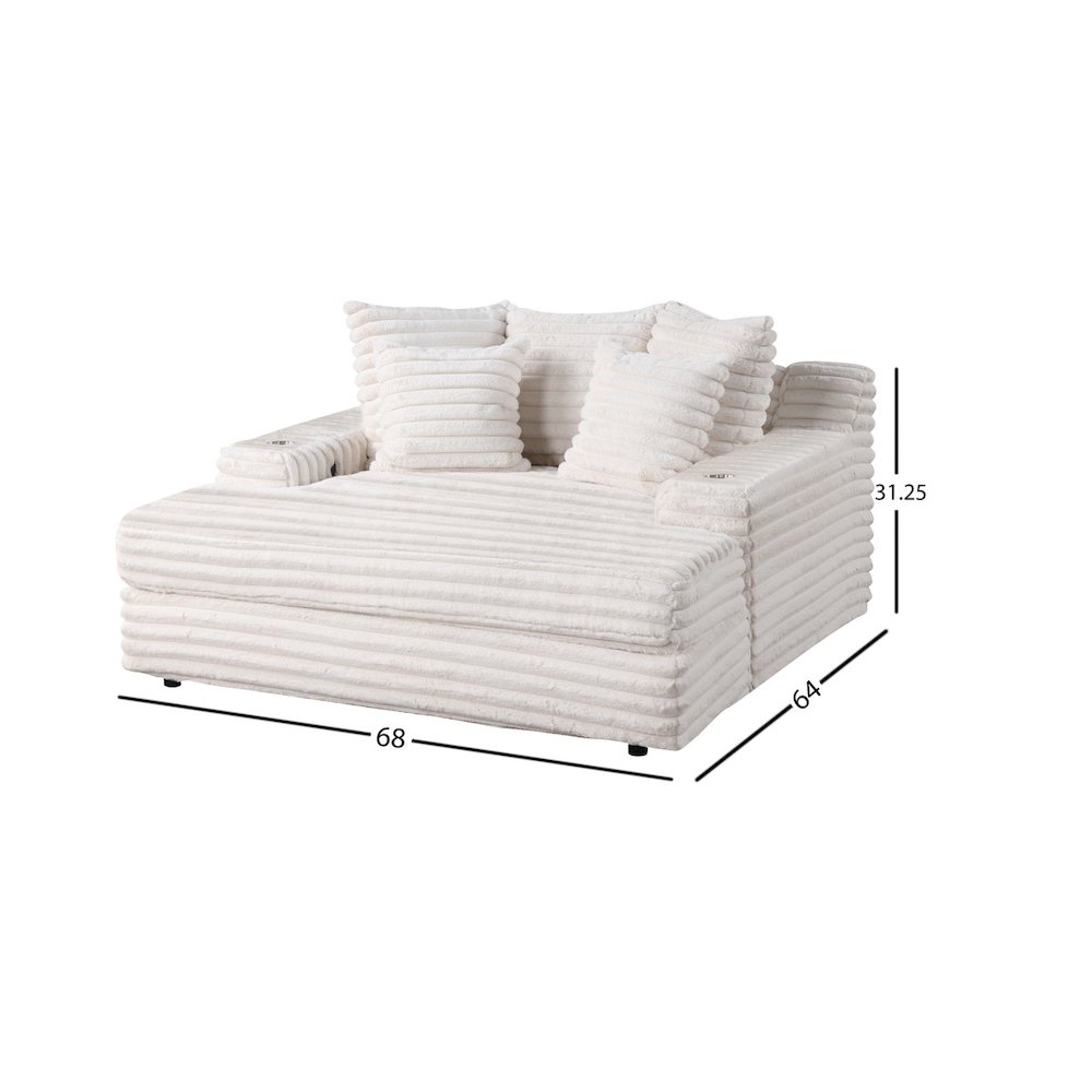 Gray Chaise Lounge With Cupholders And Usb Port