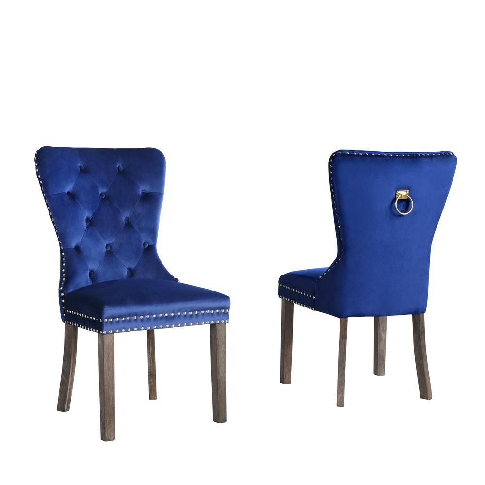 Navy Blue Velvet Tufted Dining Side Chair – Set of 2