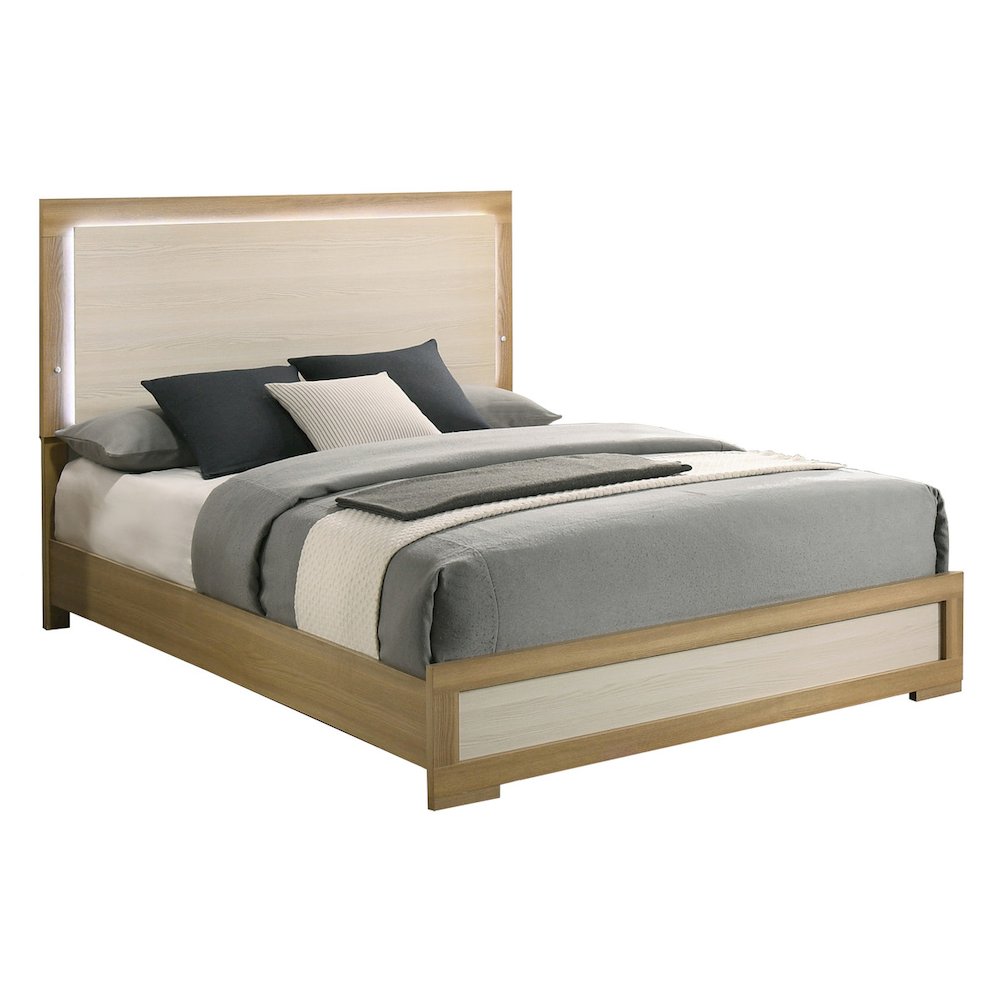 2 piece – Beige wood bedroom set (Bed+Night stand)