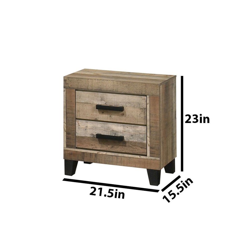 3pc Queen Panel Bedroom Set Weathered Brown Pine color (Bed