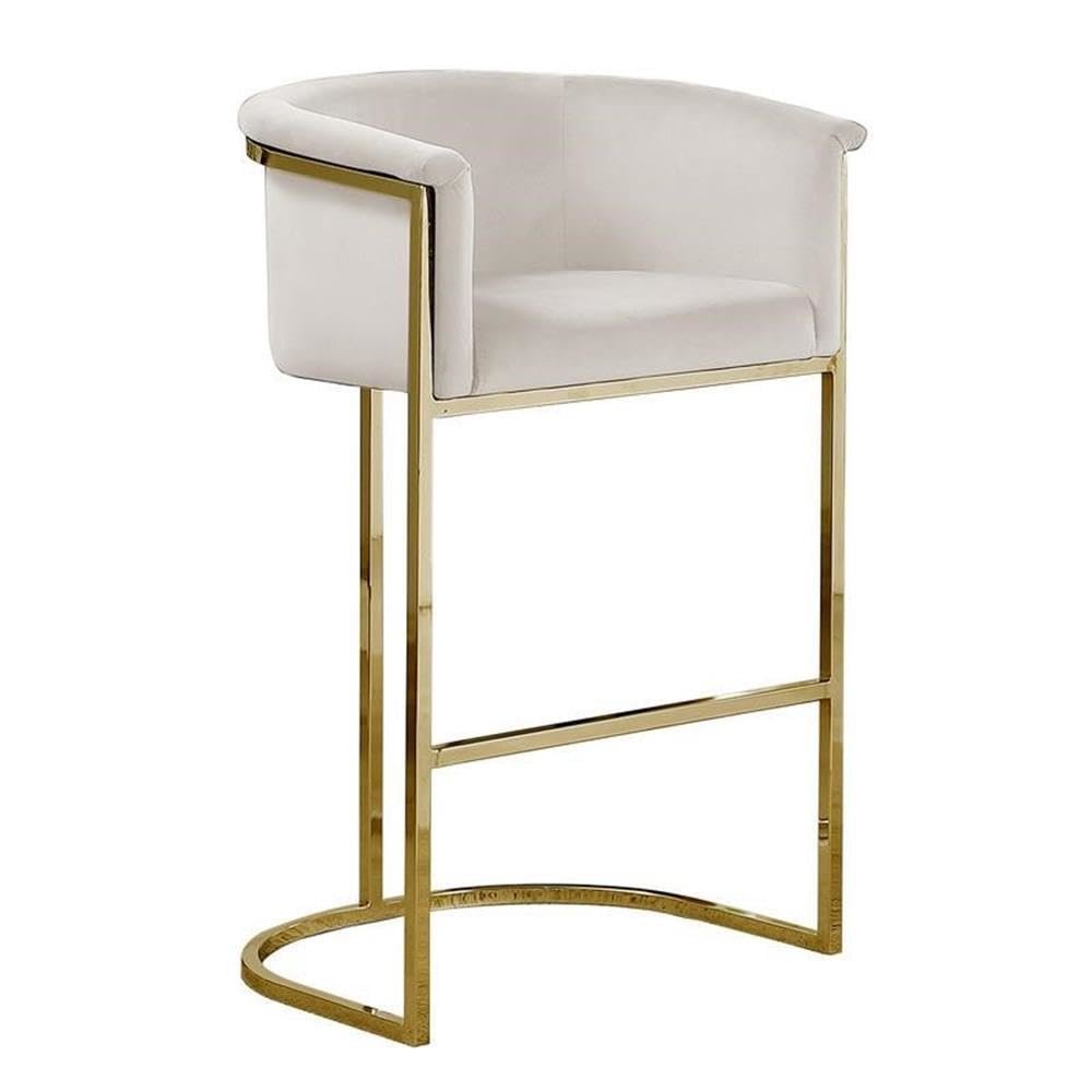 24″ Cream Velvet Upholstered Counter Height with Gold Base Single