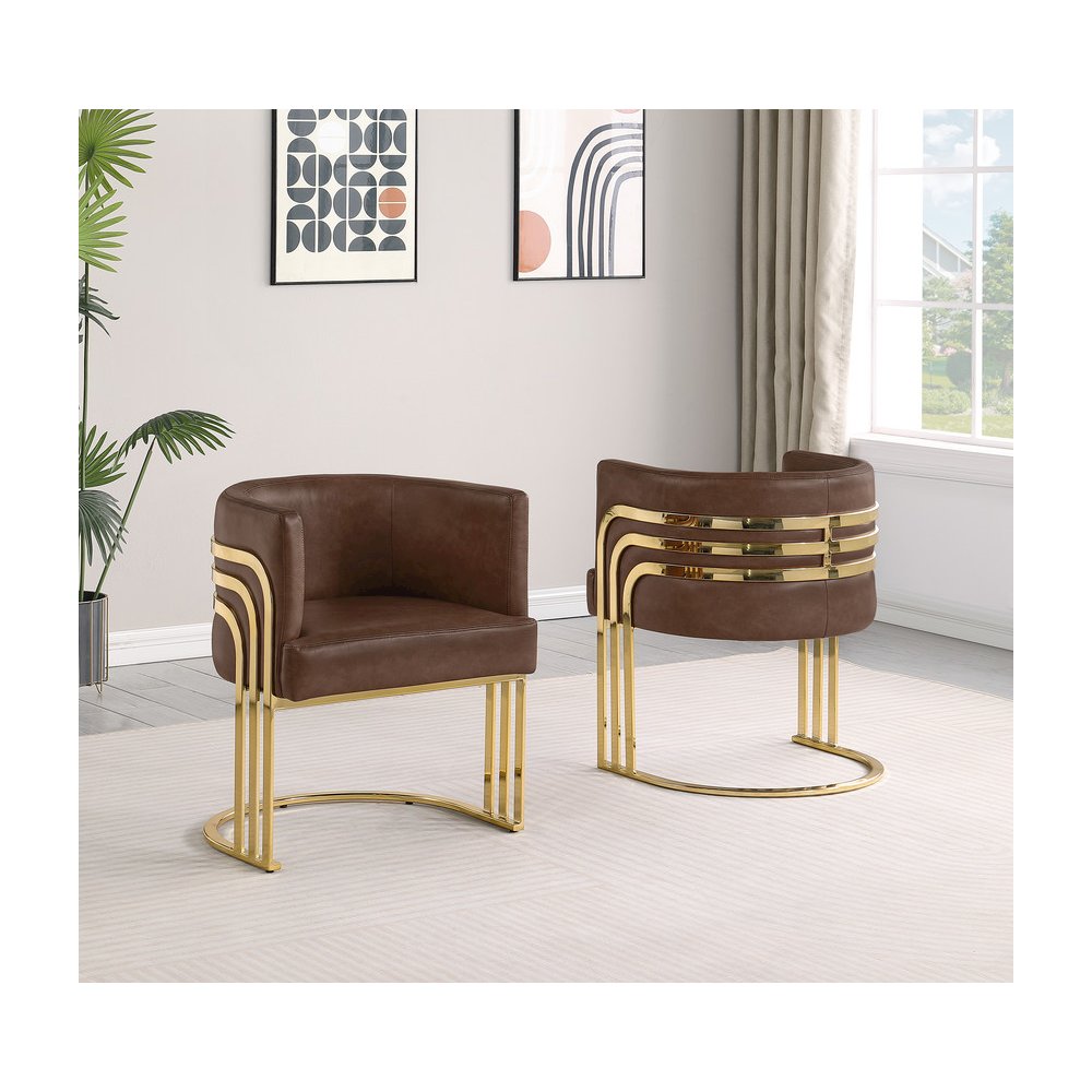 Leather-Aire Side Chairs with Gold Chrome Set of 2