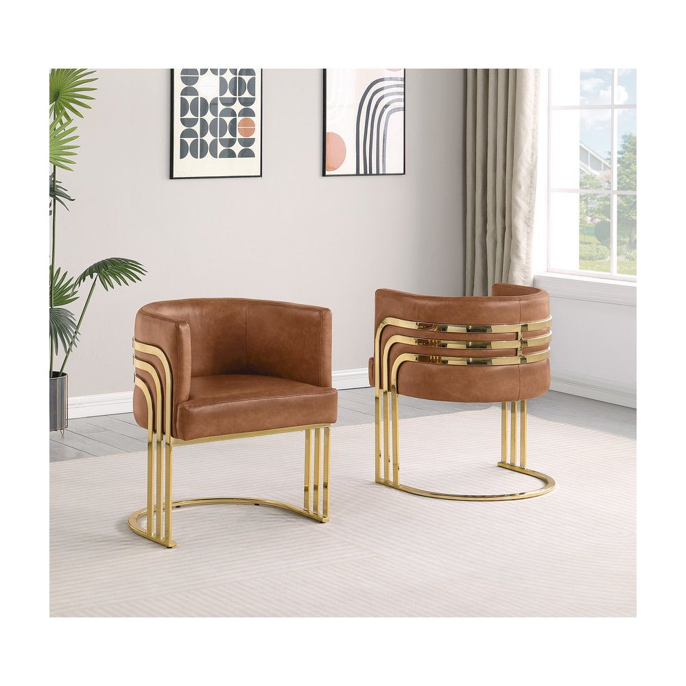 Leather-Aire Side Chairs with Gold Chrome Set of 2