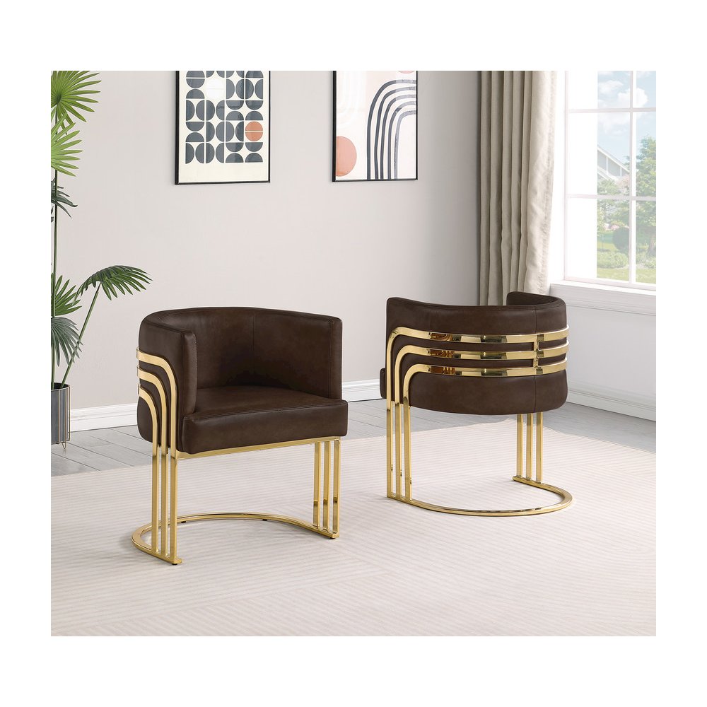 Leather-Aire Side Chairs with Gold Chrome Set of 2