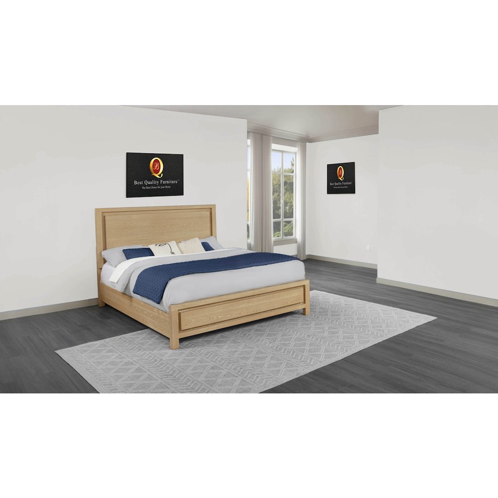 Queen Rubber Wood Light Oak Natuiral Finish Bed Frame
