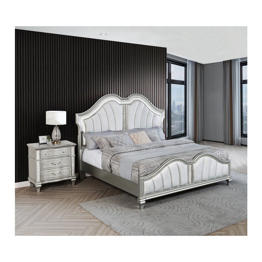 2 Piece Silver Queen Panel Bedroom Set ( Qb+ Nightstand)