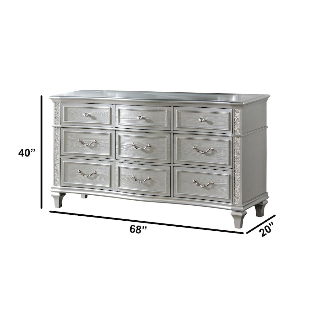 3 Piece Silver Queen Panel Bedroom Set ( Qb+Dresser+Nightstand)