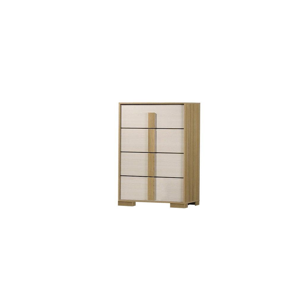 5 piece – Beige wood bedroom set (Bed+NS+Dresser+Mirror+Chest)
