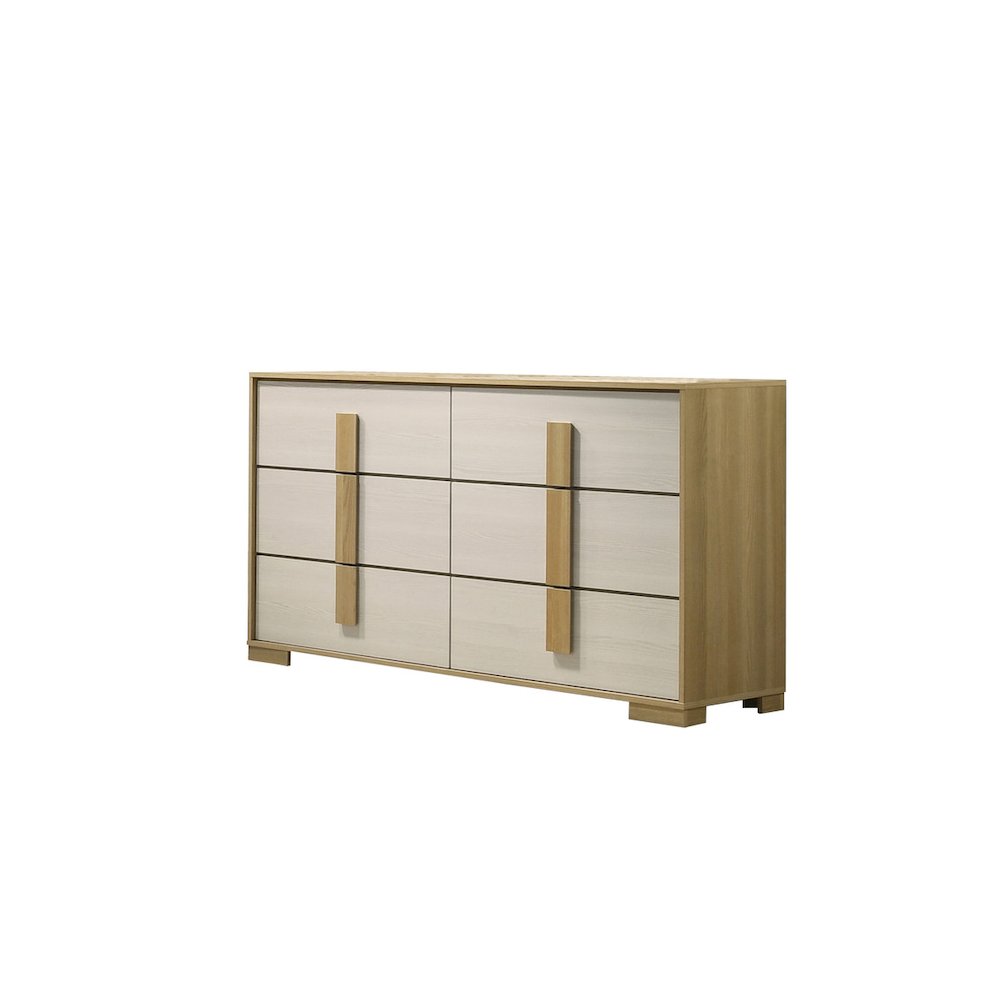 3 piece – Beige wood bedroom set (Bed+NS+Dresser)