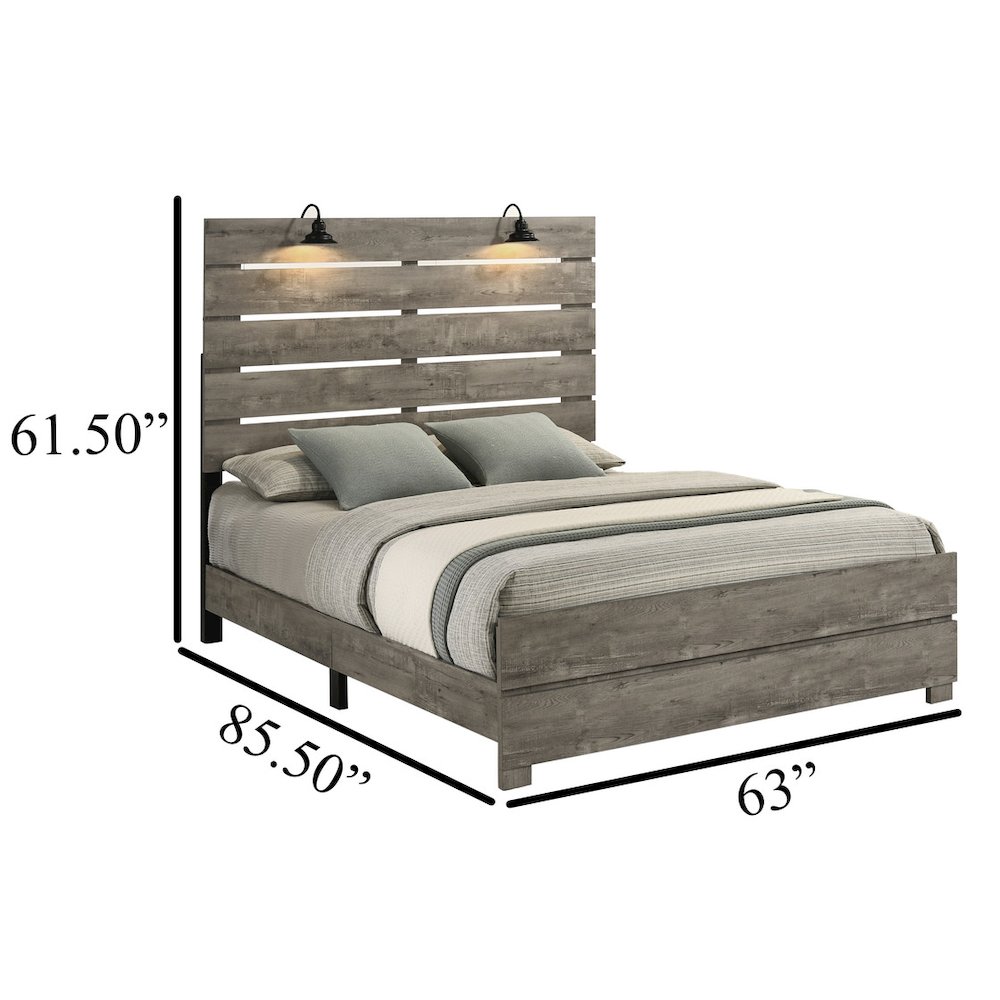 2Pc Modern Queen Size Bed In Antique Gray Color (Bed And Nightstand)