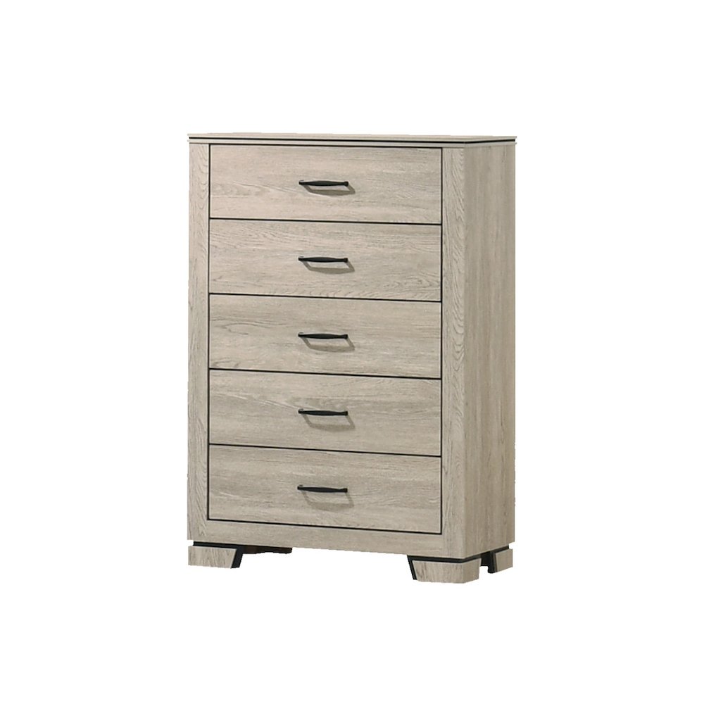 6pc Queen Panel Bedroom Set Greige Rustic Oak